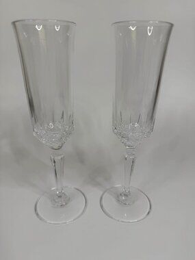 Vintage St. George Crystal American Heritage Champagne Flutes, 8.25", Set of 2